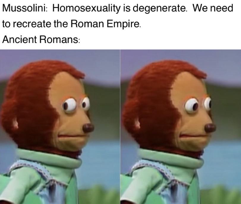 Mussolini, homophobic but nostalgic for roman empire